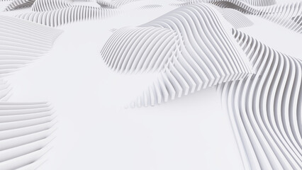 Abstract Curved Shapes. White Circular Background.