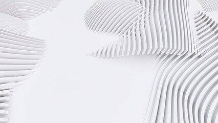Abstract Curved Shapes. White Circular Background.