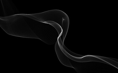 Dark abstract background with a glowing abstract waves