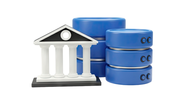 Bank Building and Data Storage: Conceptual Digital Security - Powered by Adobe