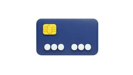 Blue Credit Card with Chip and Dots on White Background