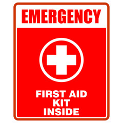 Emergency sign, first aid kit inside, sign vector