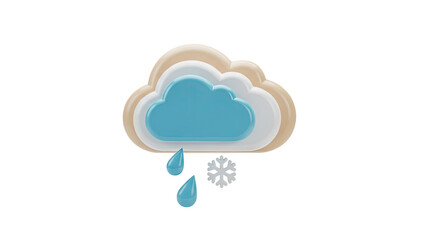 Obraz premium 3D Weather Icon: Rain and Snow Cloud