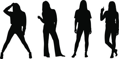 A striking visual depiction showcases four silhouetted female figures in dynamic poses suggesting movement and perhaps dance or performance art © RER03