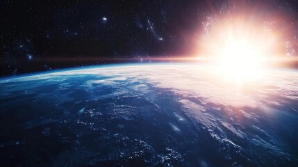 Fototapeta premium A stunning view of a distant planet with rings, captured from the perspective of a spaceship traveling through space.