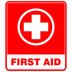 First Aid, red sticker vector
