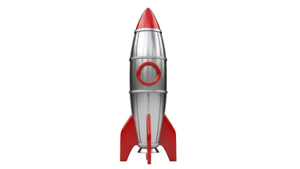 Retro Rocket Ship With Red Fins 3d Render On Black