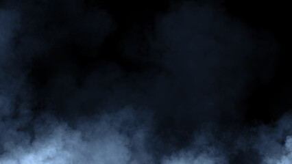 Abstract blue misty fog on isolated black background. Smoke stage studio. Texture overlays. The concept of aromatherapy. © Victor