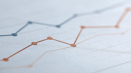 Orange and blue line chart graph showing financial growth and trend