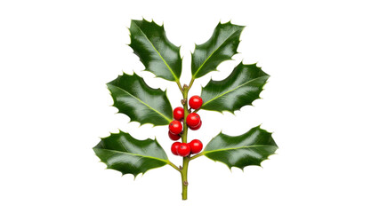 Vibrant Holly Branch With Red Berries On Black Background