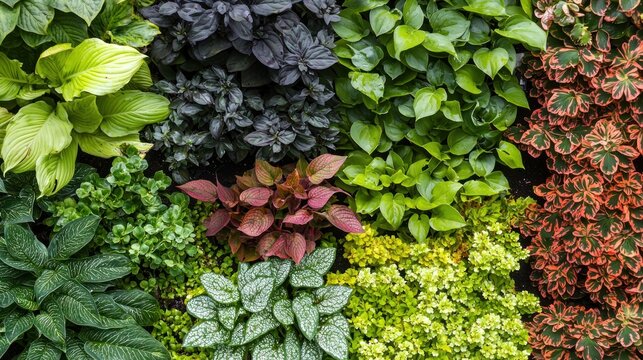 A rain garden with a variety of plants designed to absorb rainwater and prevent flooding
