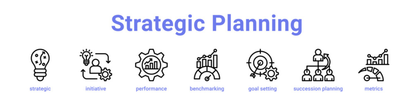 Strategic Planning Icon Banner and Collection