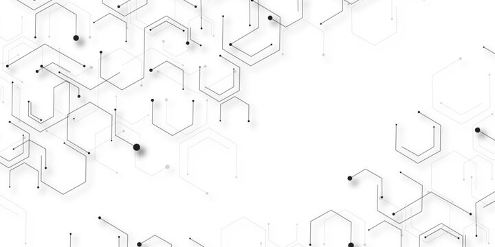 Hexagonal Molecular structure abstract tech network pattern. abstract geometric hexagon with connecting dots and lines. connecting Medical science, technology concept background Vector illustration.