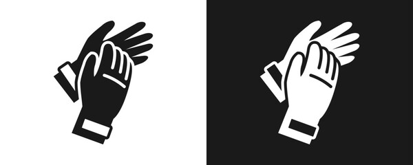 Safety Gloves Icon Set Glyph In White And Black Background