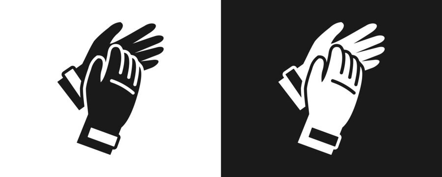 Safety Gloves Icon Set Glyph In White And Black Background