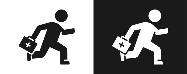 First Aid Icon Set Glyph In White And Black Background