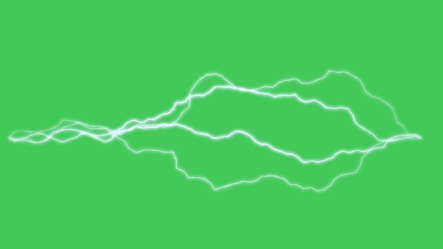 Scattered Blue  and white Electric Sparks or Static Energy Arcs background green screen