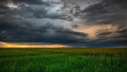 storm clouds over the field