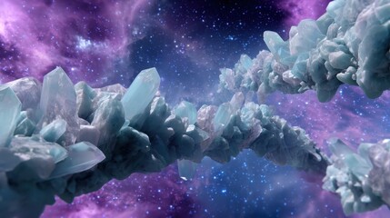 Stunning Crystal Formation in Cosmic Space with Vibrant Colors