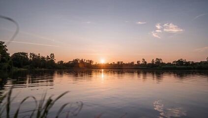 sunset over the river