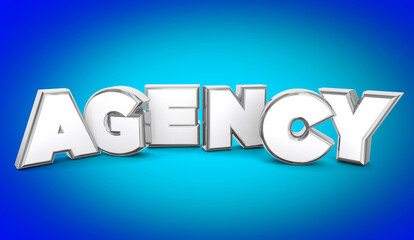 Agency Word Blue Background Authority Independent Choice Efficacy Text 3d Illustration