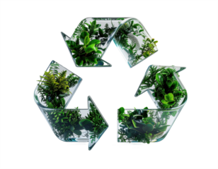 Eco Recycling Symbol Formed By Green Plants Representing Sustainability Concept
