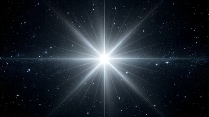 Diffraction Starburst – Radiant Central Star with Spikes in Starry Outer Space Background, star, diffraction, burst, radiant, light, cosmic, space, background