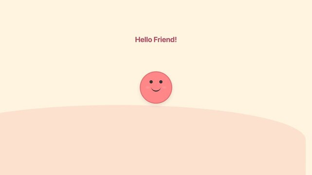 Cute Minimalist Pink Character Animation with Hello Friend Greeting Text for Social Media