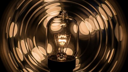 Glowing Light Bulb with Reflections.