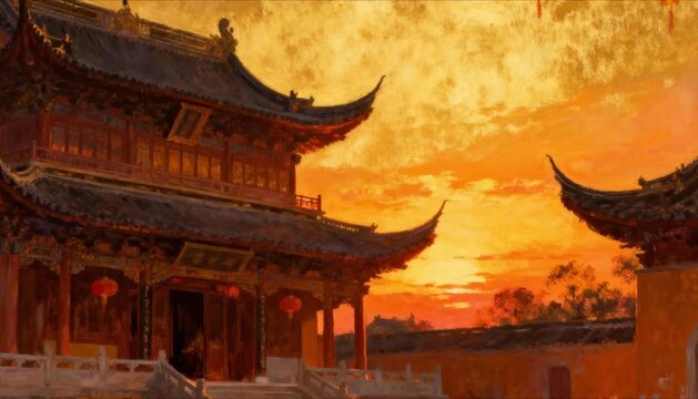 enchanting chinese new year scene with glowing lanterns and ancient temples perfect for chinese new year and lunar new year