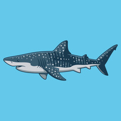 Whale Shark Swimming with White Spotted Pattern - Animal Character Vector Illustration 
