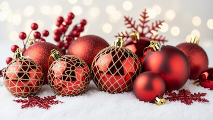 Red Christmas Ornaments Decoration Festive Holiday.