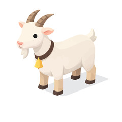 Fototapeta premium Cabra blanca en estilo isométrico