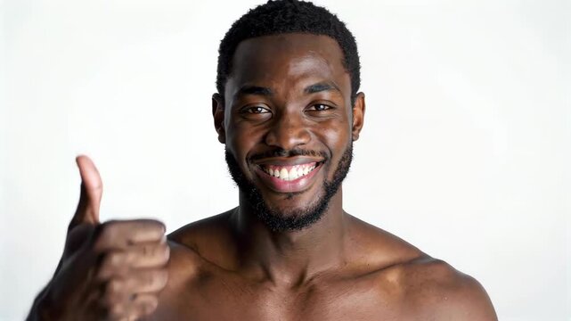 Black man smiles and gives thumbs up