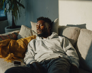 Middle Aged Man Resting With Smartphone