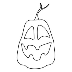 Outline for Coloring of Halloween Pumpkin. One of the Fall Holiday Symbol. Vector Illustration.
