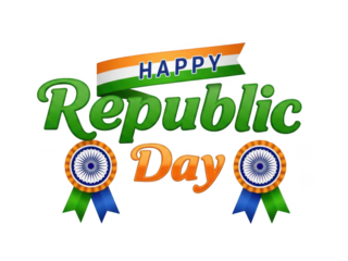 Happy republic day isolated on transparent background