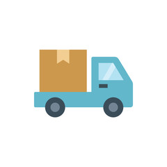 Delivery Truck with Cargo Box Flat Vector Illustration