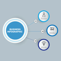 Circle infographics elements design with 3 steps