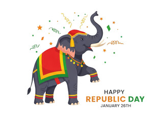 Decorated elephant celebrating republic day isolated on transparent background