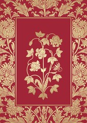 wedding card design, paisley floral pattern , India	