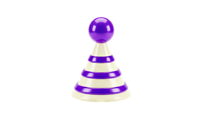 Purple and White Game Piece Isolated on White Background
