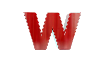 Red 3D Letter W on White Background