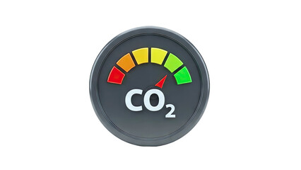 CO2 Meter Showing Low Emissions on White Background