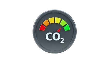CO2 Meter Showing Low Emissions on White Background