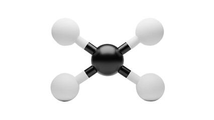 3D Molecule Model: Central Black Atom, Four White Atoms