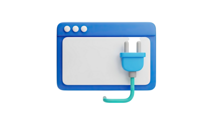 3D Icon: Web Browser Window with Power Plug
