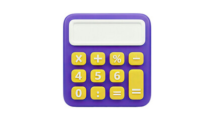 Purple Calculator Isolated on White Background