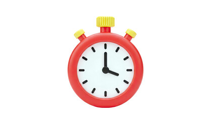 Red Stopwatch Timing Time on White Background