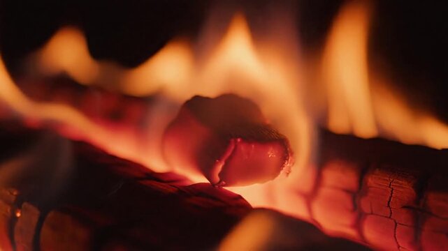 Fiercely burning embers crackling heat